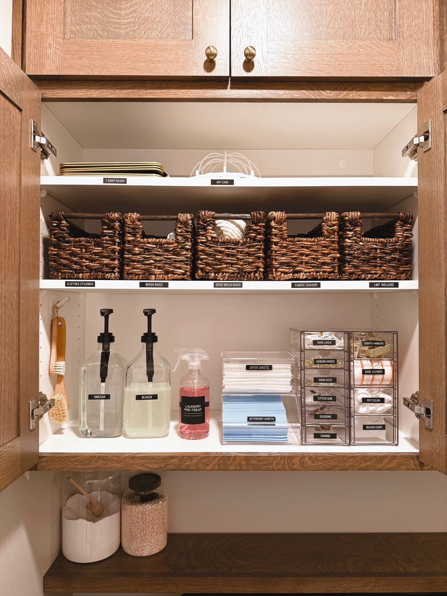 This laundry cabinet setup keeps everything organized and easy to maintain. Labeled bins for detergents and supplies, vertical storage for tools, and door-mounted organizers help maximize cabinet space while keeping everyday laundry routines running smoothly. A simple, functional system that reduces clutter and makes laundry feel more manageable.


laundry cabinet organization, laundry room storage, laundry supply organization, organized laundry cabinet, detergent storage solutions, small laundry room organization, home organization ideas, labeled storage bins, utility cabinet organization

#LTKHome #LTKSeasonal #LTKmomlife