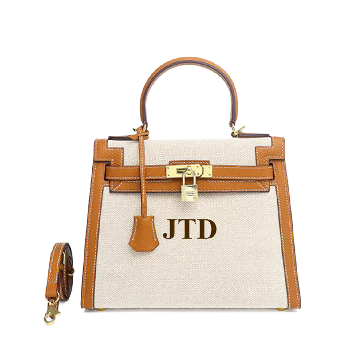 The Egerton Canvas Crossbody Tan with Initials | Lily and Bean