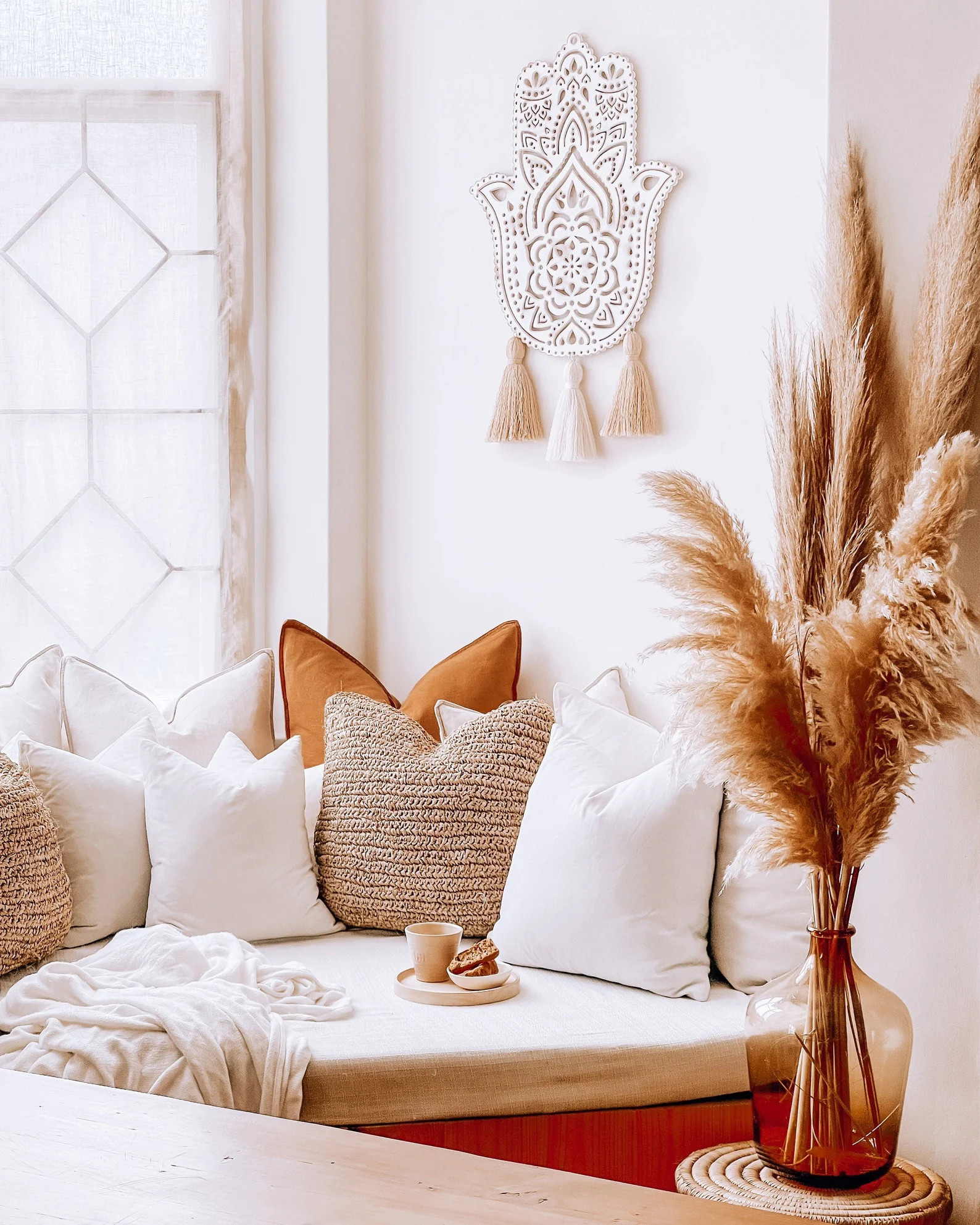 Colgante de pared de mano de Hamsa de madera Boho Home Decor/Moderno/Scandi Boho/Natural/Arte/Rú... | Etsy (US)