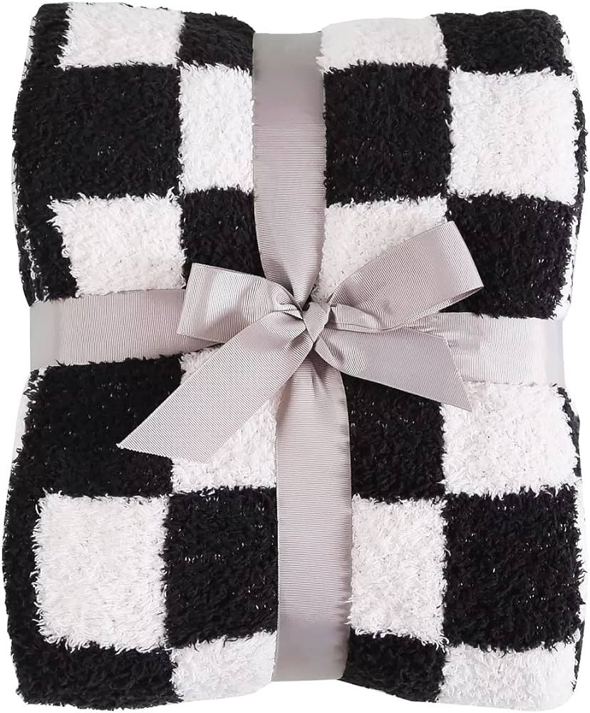 Panku Super Soft Checkered Throw Blanket, Knitted Cozy Warm Checkboard Fleece Blankets for Couch ... | Amazon (US)