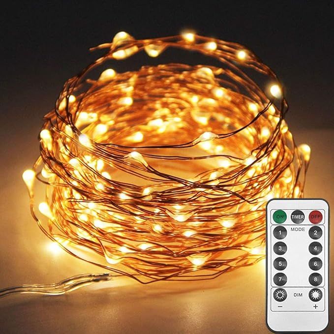 Twinkle Star 33ft 100LED Copper Wire String Lights Fairy String Lights 8 Modes LED String Lights ... | Amazon (US)