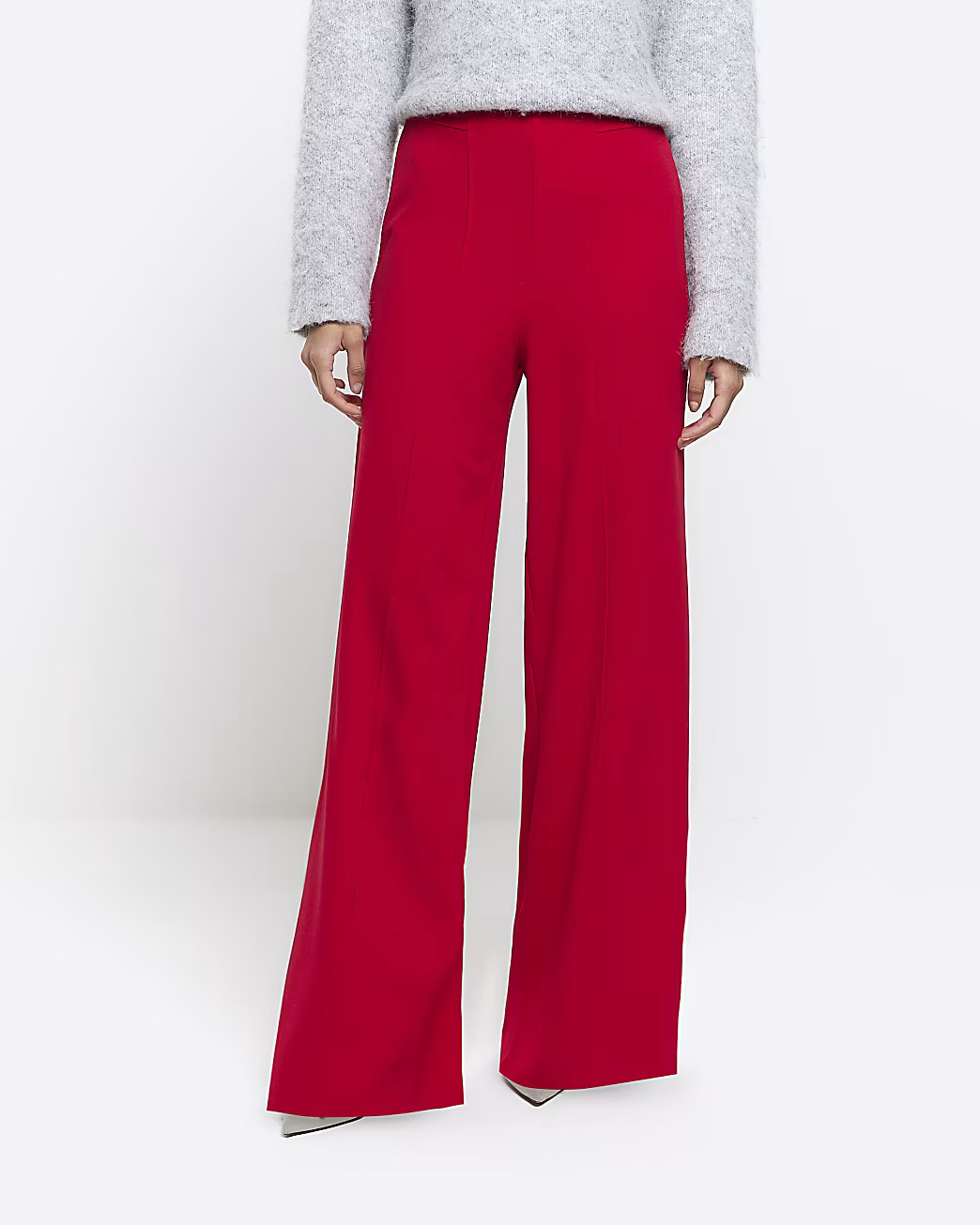 Red stitched wide leg trousers | River Island (UK & IE)