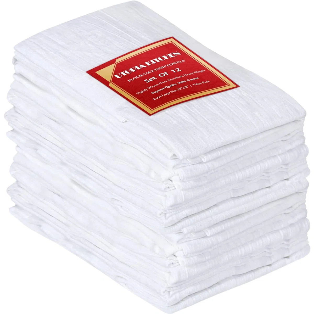 White Flour Sack Towels [12 Pack - 28 X 28 Inch] 100% Cotton Tea Towels For Cleaning & Drying - H... | Wayfair North America