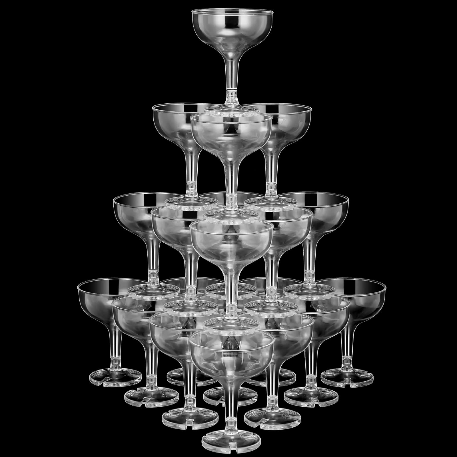 Zopeal 30 Pcs Champagne Coupe Glasses 5 oz Plastic Champagne Tower Disposable Martini Glasses Sta... | Amazon (US)
