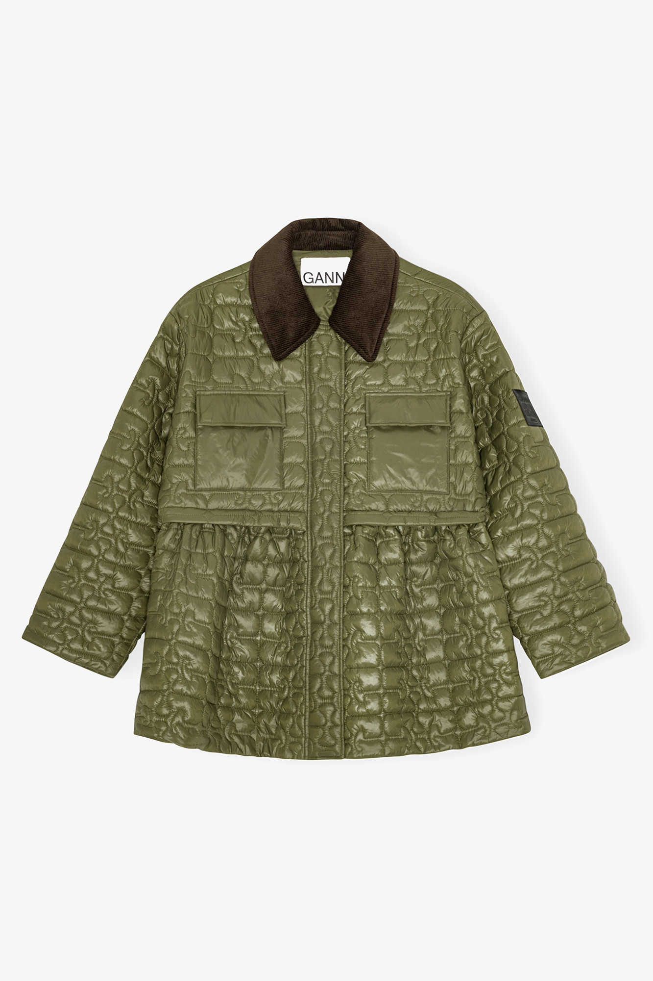 Green Quilt Midi Jacket | Ganni