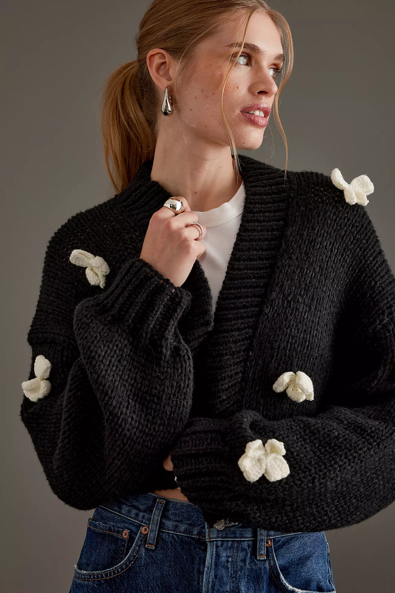 Roffe 3D Bow Cardigan | Anthropologie (UK)