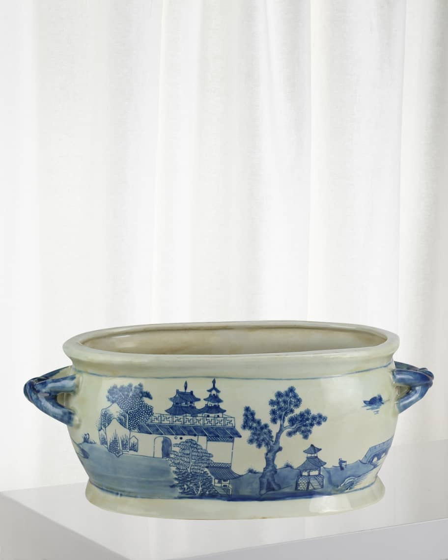 Winward Home Blue & White Ceramic Pot | Neiman Marcus