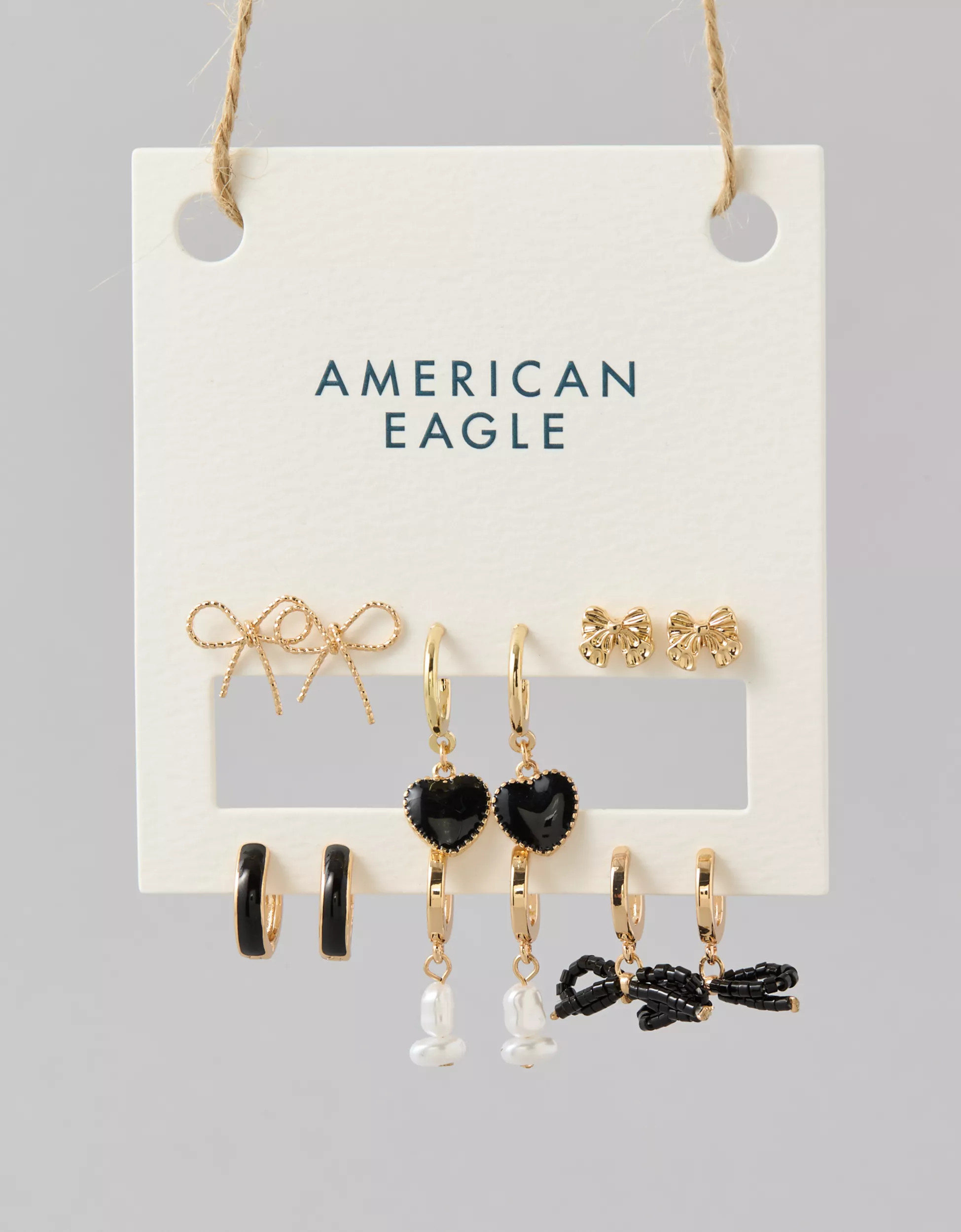 AEO Bow and Pearl Earrings 6-Pack | American Eagle Outfitters (US & CA)