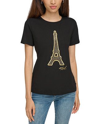 KARL LAGERFELD PARIS Women's Eiffel Tower T-Shirt - Macy's | Macy's