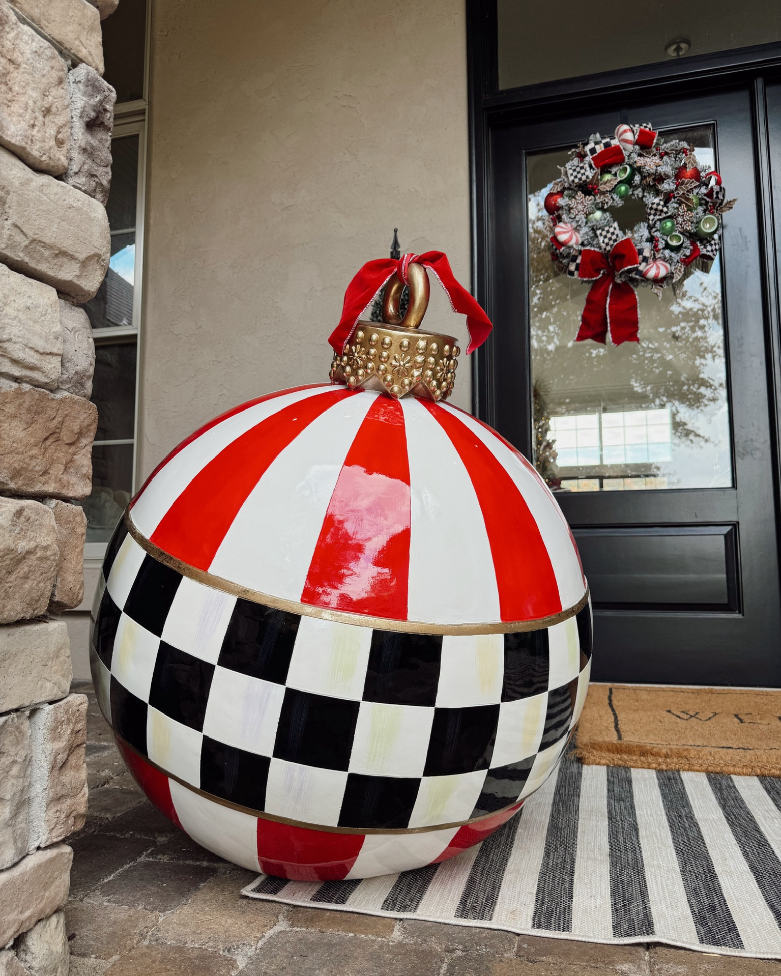 Mackenzie Childs Holiday - front door wreaths (illuminate & have a timer!) / XL ornament for outdoors / Holiday Porch Decor / Christmas Porch Decorations 

#LTKHoliday #LTKHome #LTKSeasonal