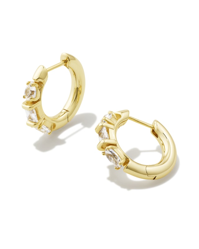 Mayel Gold Huggie Earrings in White Crystal | Kendra Scott | Kendra Scott