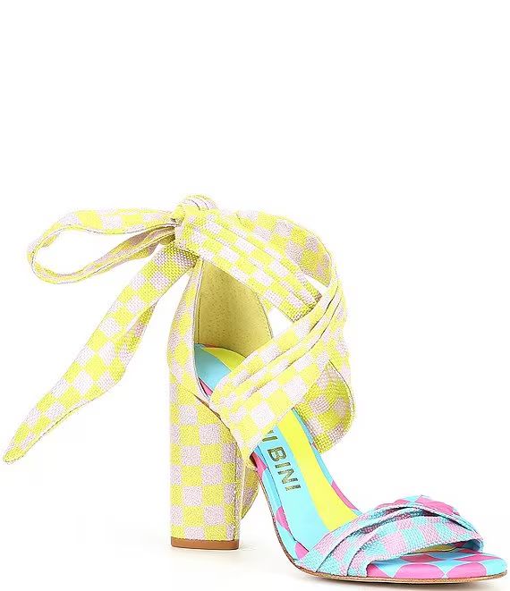 Astraahh Checkered Ankle Wrap Block Heel Sandals | Dillard's