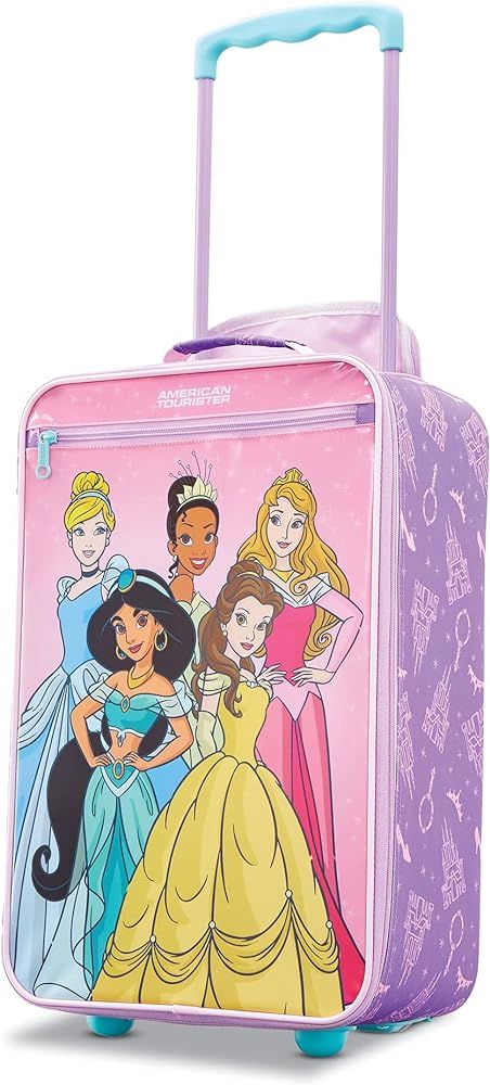 AMERICAN TOURISTER Kids' Disney Softside Upright Luggage, Telescoping Handles, Princess, Carry-On... | Amazon (US)