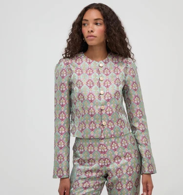 The Doyers Jacket -  Brocade Diamond Block Berry/Green Brocade Diamond Block Berry/Green / XS | Hill House Home US