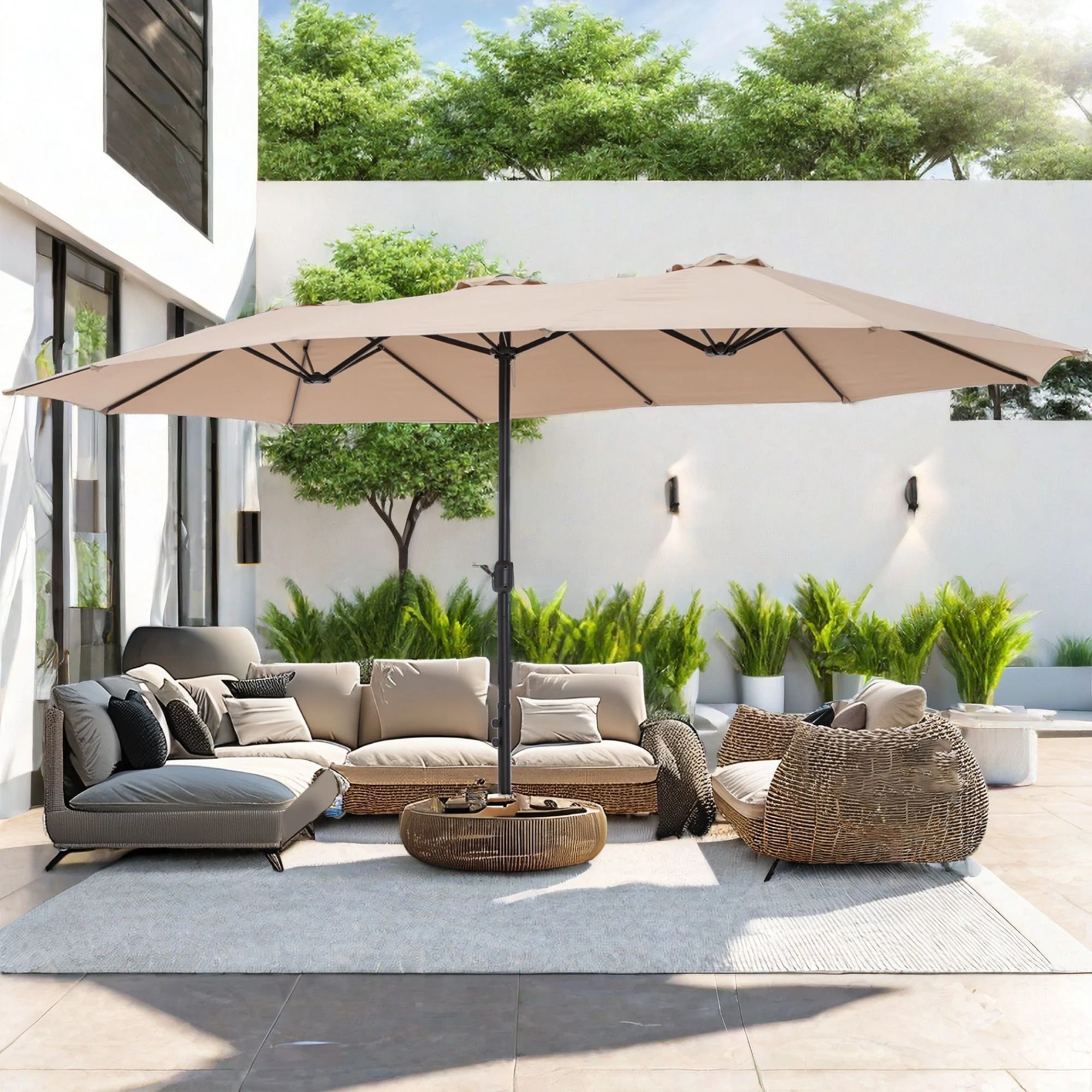 Alpha Joy 15ft Outdoor Patio Umbrella Extra-Large Double-Sided Garden Umbrella with Crank Handle ... | Walmart (US)