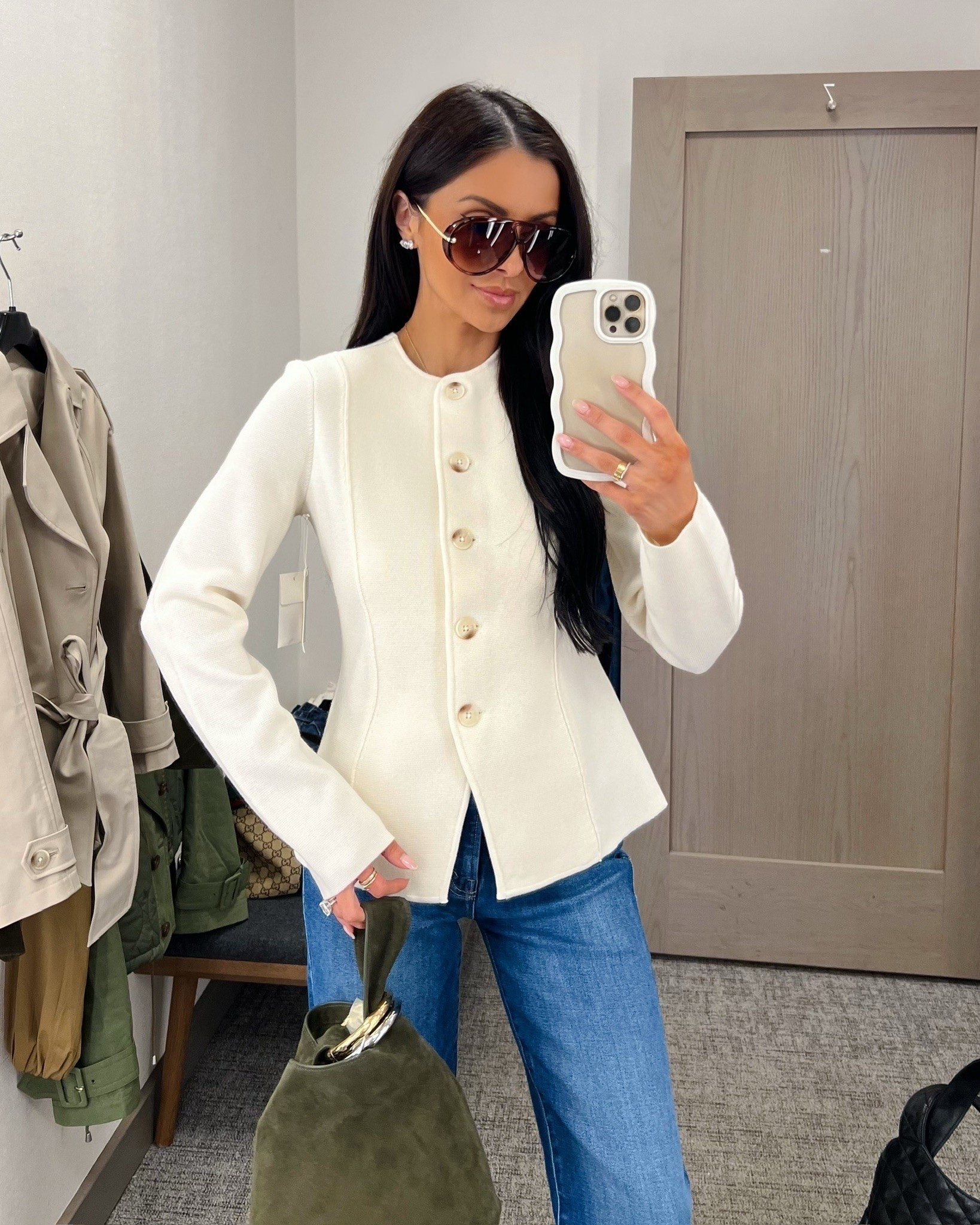Nordstrom anniversary sale picks I’m buying 
Nordstrom peplum jacket wearing an xs
Mother kick it jeans wearing a 23 (size down)  - my favorite pair from the #NSALE
Nordstrom white tee wearing an xs
Veronica beard suede bag

#LTKSaleAlert #LTKWorkwear #LTKOver40