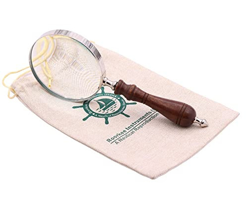10x Wood Handheld Magnifying Glass Lance with Heavy Cloth Storage Pouch Loupe Brass Fitting Magni... | Amazon (US)