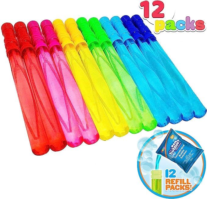 Joyin Toy 12 Pack 14’’ Big Bubble Wand Assortment (1 Dozen) with Bubble Refill Solution - Sup... | Amazon (US)