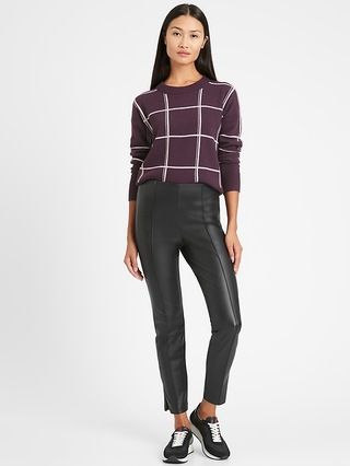 High-Rise Vegan Leather Legging with Pintuck | Banana Republic (US)