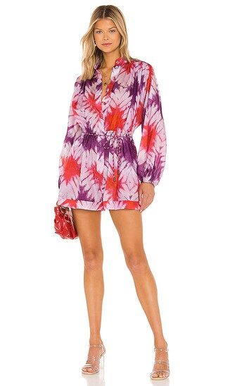 Shelly Button Playsuit in Purple Tie Dye | Revolve Clothing (Global)