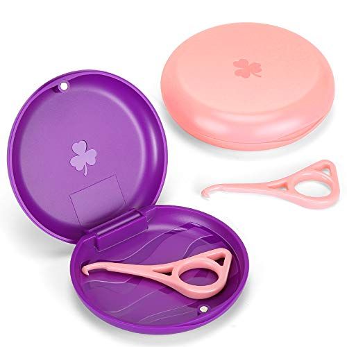 Aligner and Retainer Case with Special Magnetic Closure and 3-leaf Clover Design, 2 Pack (Pink & Pur | Amazon (US)