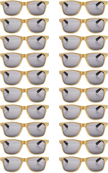 20 Pairs Bulk Sunglasses for Adult Retro 70s 90s Cheap Glasses (Gold) | Amazon (US)