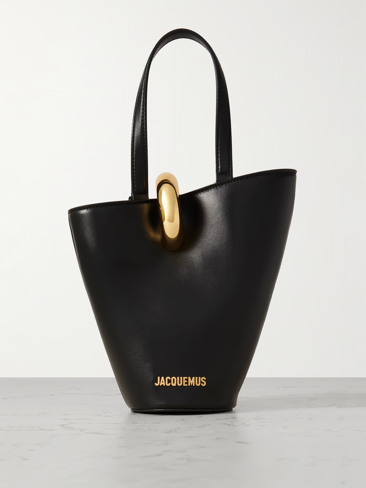 Jacquemus - The Bambola Small Embellished Asymmetric Leather Tote - Black | NET-A-PORTER (US)