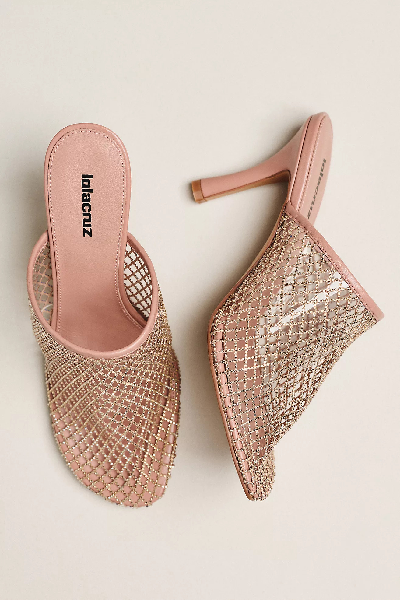 Lola Cruz Rhinestone Netted Mule Heels | Anthropologie (US)