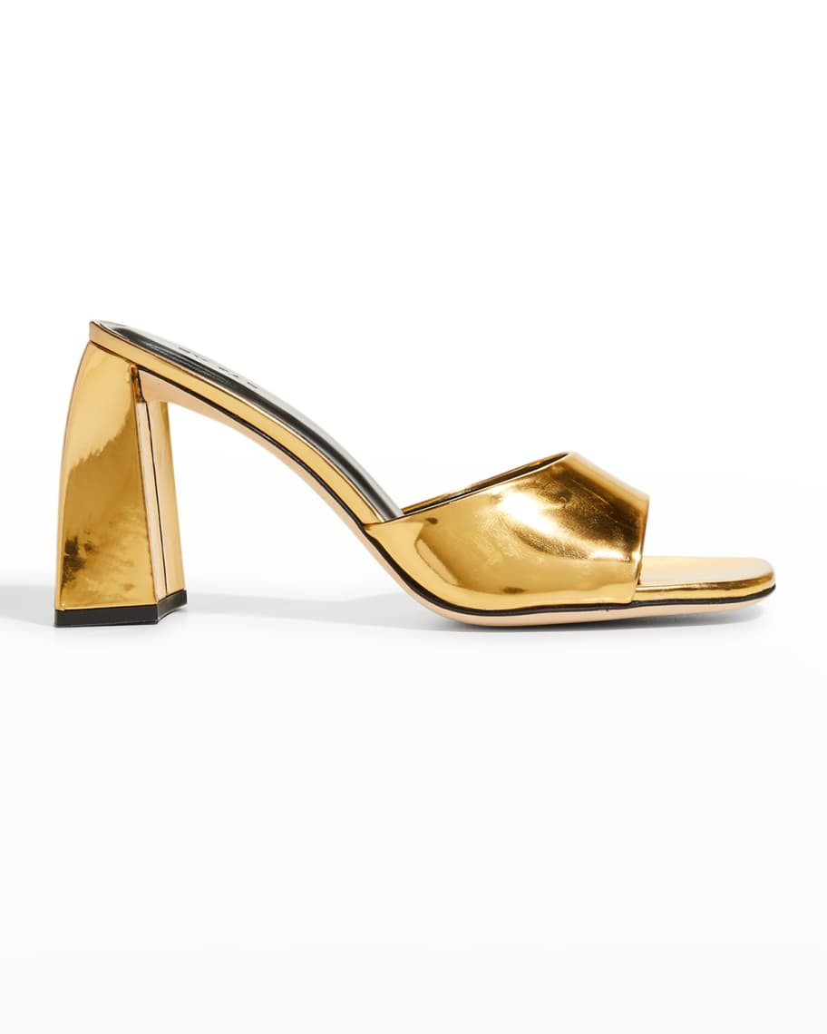 BY FAR Michele Metallic Heeled Mule Sandals | Neiman Marcus