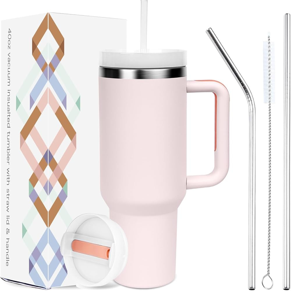 Serborni Tumbler With Handle and 3 Straws Lip 40 OZ, Simply Modern Stainless Steel Insulated Tumb... | Amazon (US)