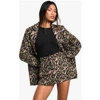 Womens Leopard Print Wool Look Mini Skirt - Multi - 10, Multi | Boohoo.com (UK & IE)
