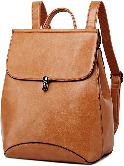 WINK KANGAROO Fashion Shoulder Bag Rucksack PU Leather Women Girls Ladies Backpack Travel bag (Ye... | Amazon (US)