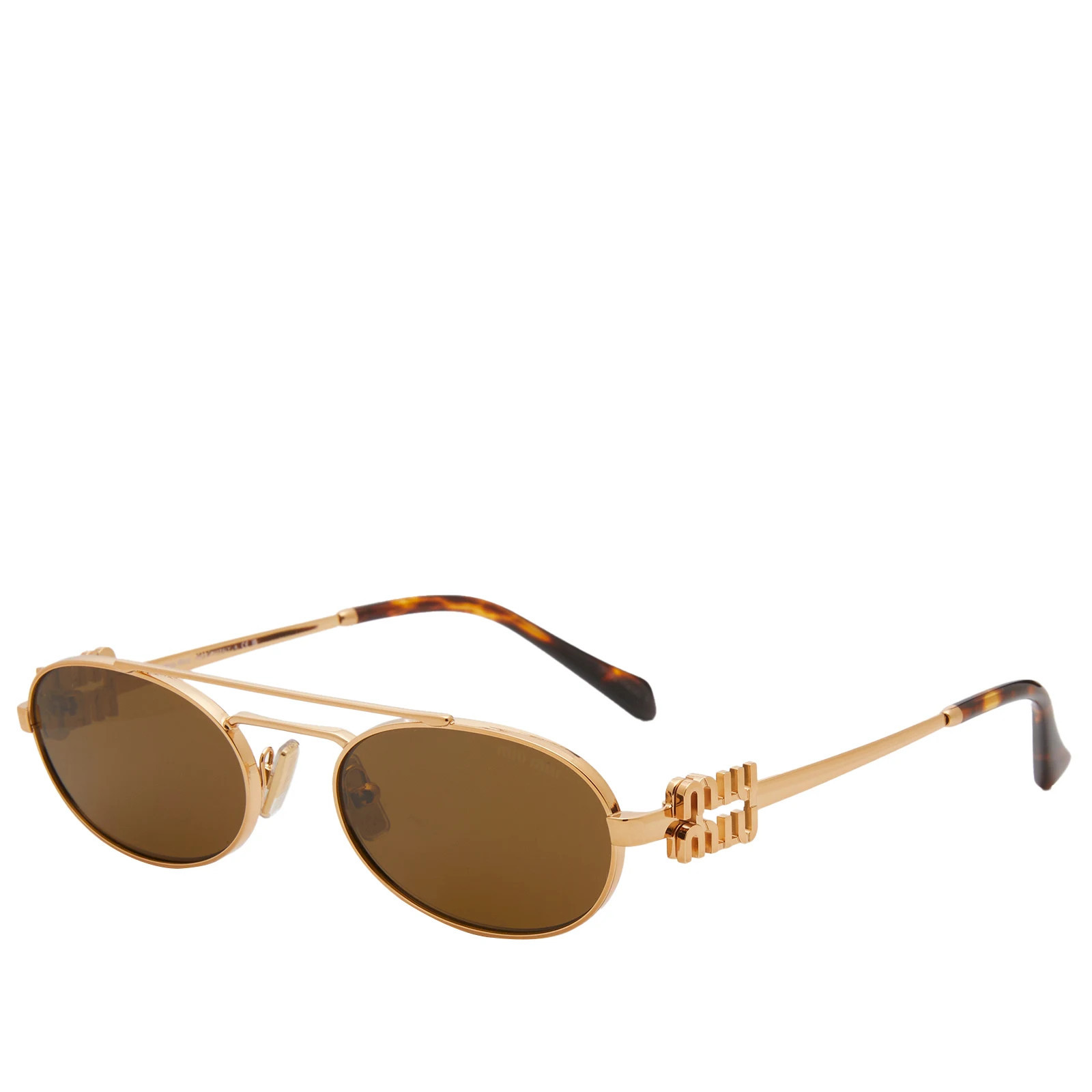 Miu Miu Eyewear Women's 54ZS Sunglasses in Brass Gold/Dark Brown | END. Clothing