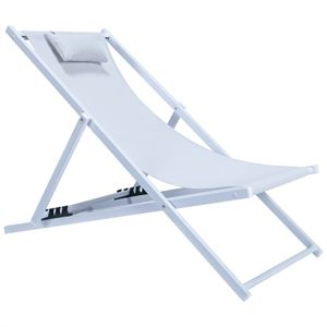 LeisureMod Gray Sunset Outdoor Folding Lounge Beach Chair With Headrest | Cymax