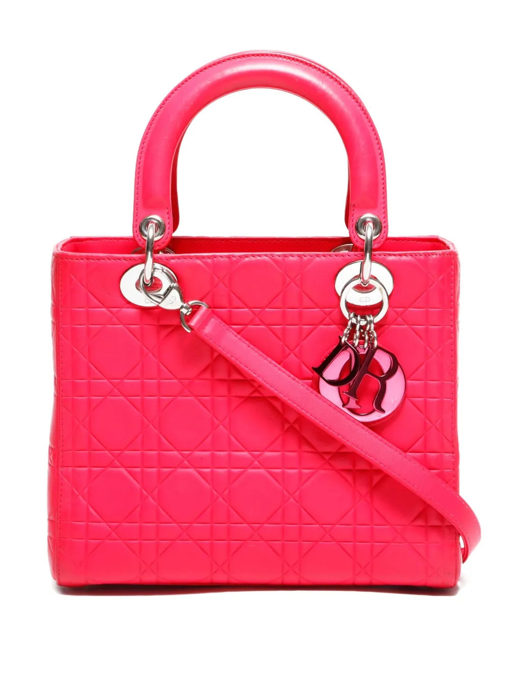 Christian Dior Pre-Owned 2010-2015s medium Lady Dior 2-way tote bag - Pink | Farfetch Global