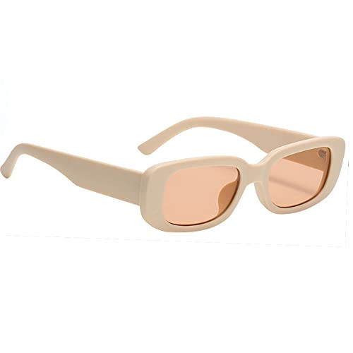 BOJOD Trendy Rectangle Sunglasses for Women Men Beige Chunky Frame 90s Y2K Rectangular Sunglasses Beige | Amazon (US)
