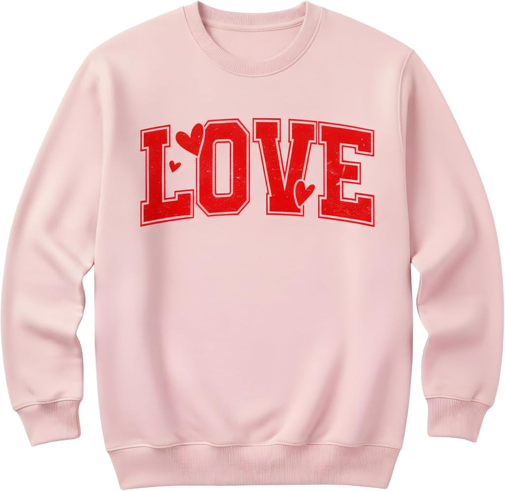 Valentine's Day Heart Sweatshirt for Women, Heart Sweater for Valentine, Love Graphic, Cotton Ble... | Amazon (US)