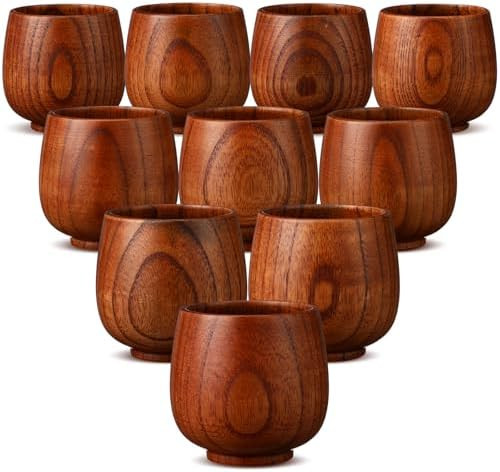 Gerrii 10 Pieces Wooden Tea Cup Wood Coffee Mug Water Japanese Solid Drinking Teacup Glass for Wi... | Amazon (US)