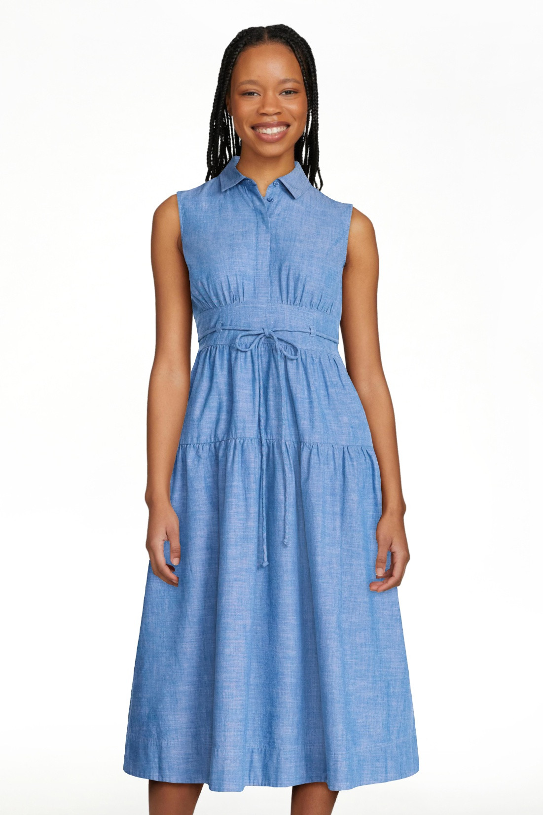 Free Assembly Women's and Women's Plus Sleeveless Cotton Maxi Shirtdress with Belt, Sizes XS-4X | Walmart (US)