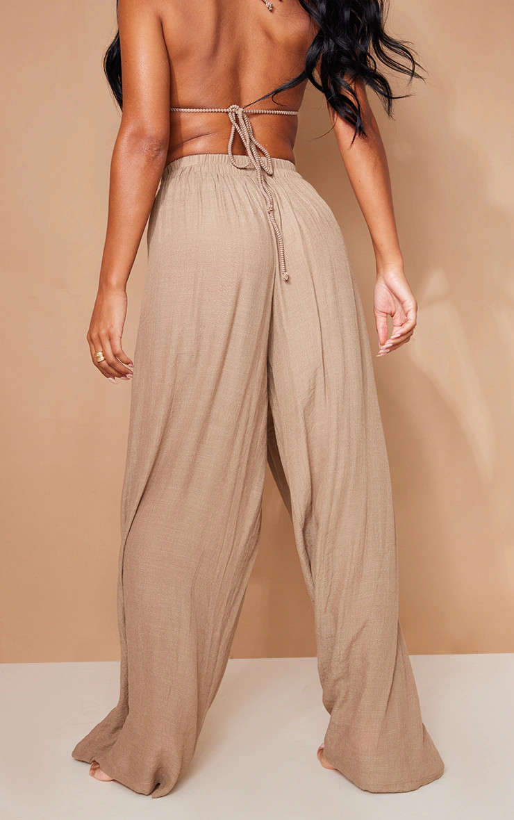 Stone Textured Woven Palazzo Beach Pants | PrettyLittleThing US