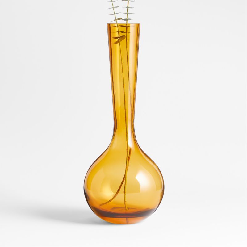 Dyon Large Amber Glass Vase 19" + Reviews | Crate & Barrel | Crate & Barrel