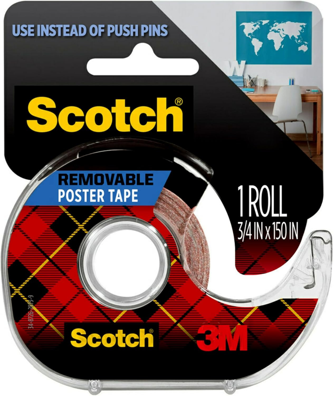 Scotch-Mount Removable Poster Tape, 3/4" x 150" (12.5 ft), Clear, Comes with Convenient Dispenser... | Amazon (US)
