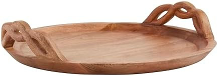 Mud Pie Wood Braided Handle Tray; 18" dia | Amazon (US)