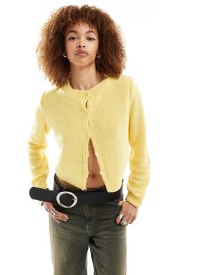 Reclaimed vintage shrunken cardigan in lemon | ASOS (Global)