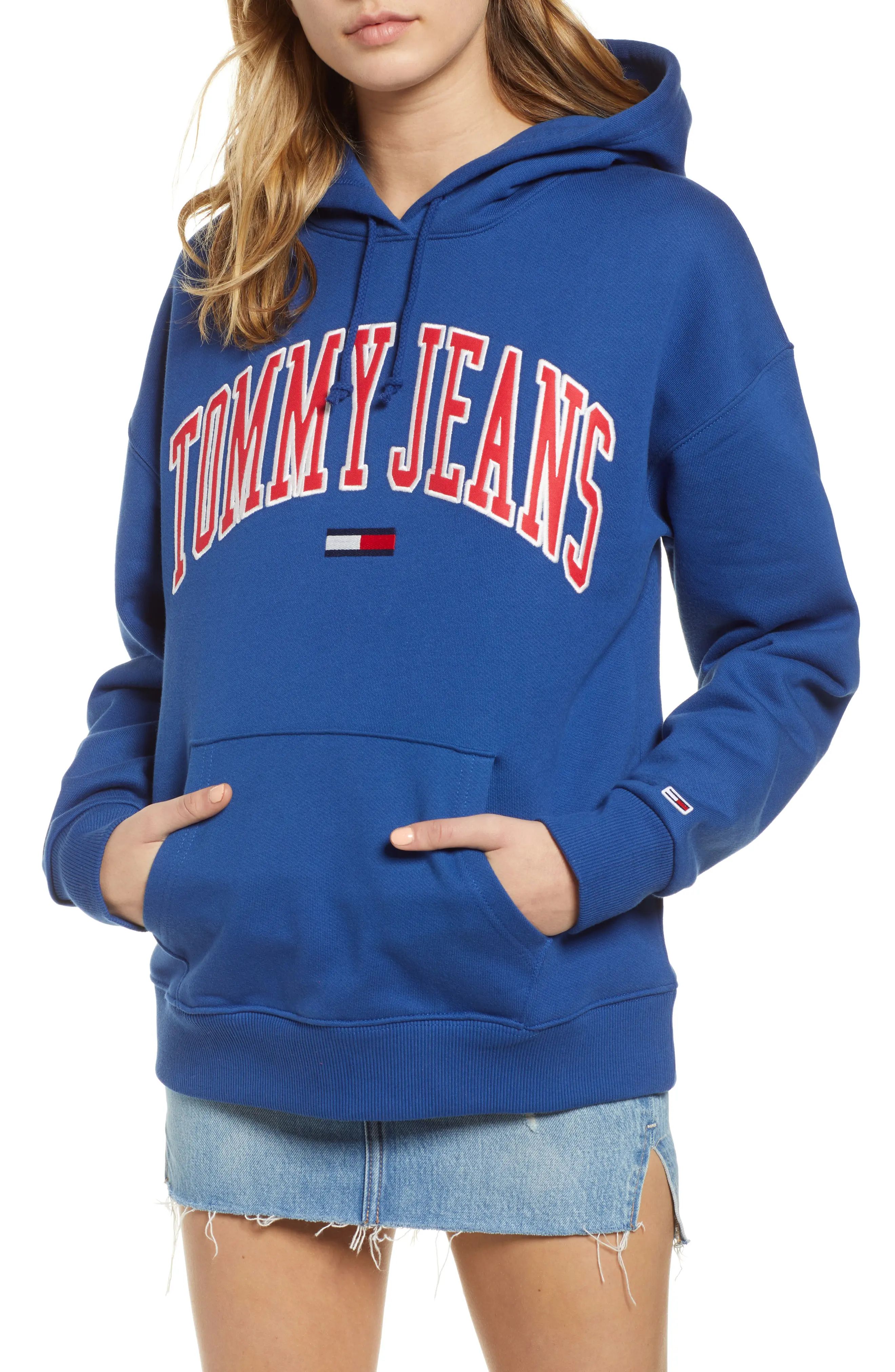 Women's Tommy Jeans Classics Logo Hoodie, Size X-Small - Blue | Nordstrom