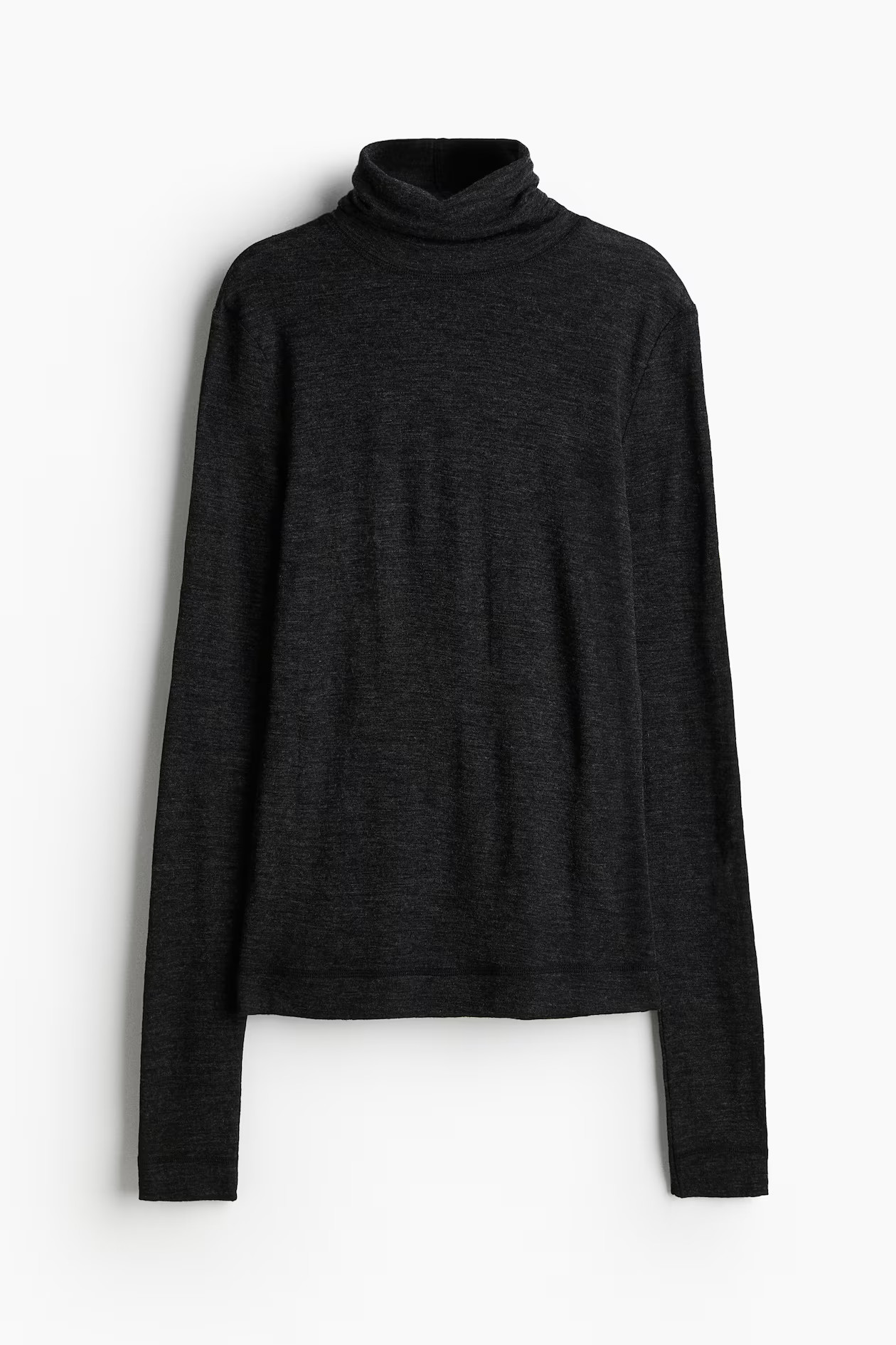 Top de lana con cuello alto - Gris oscuro jaspeado - MUJER | H&M ES | H&M (FR, IT, ES, PT, BE)