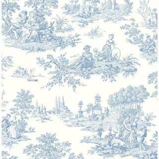 Blue Bell Chateau Toile Vinyl Peel and Stick Wallpaper Rolll (Covers 30.75 sq. ft.) | The Home Depot