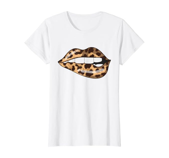 Leopard Lips Fashion Lip Art Design Print Gift T-Shirt | Amazon (US)