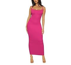 Women's Lace Long Slip Dress Sexy Sleeveless Spaghetti Strap Bodycon Maxi Dresses | Amazon (US)