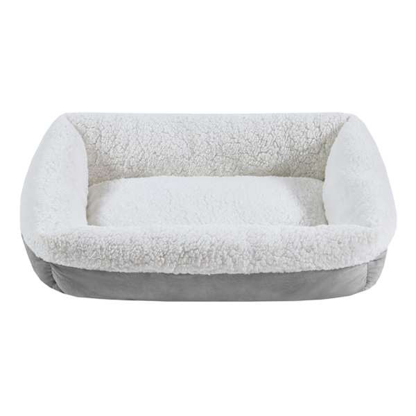 Crystal Grey Velvet & White Microberber Pet Bed, 18x22 | At Home